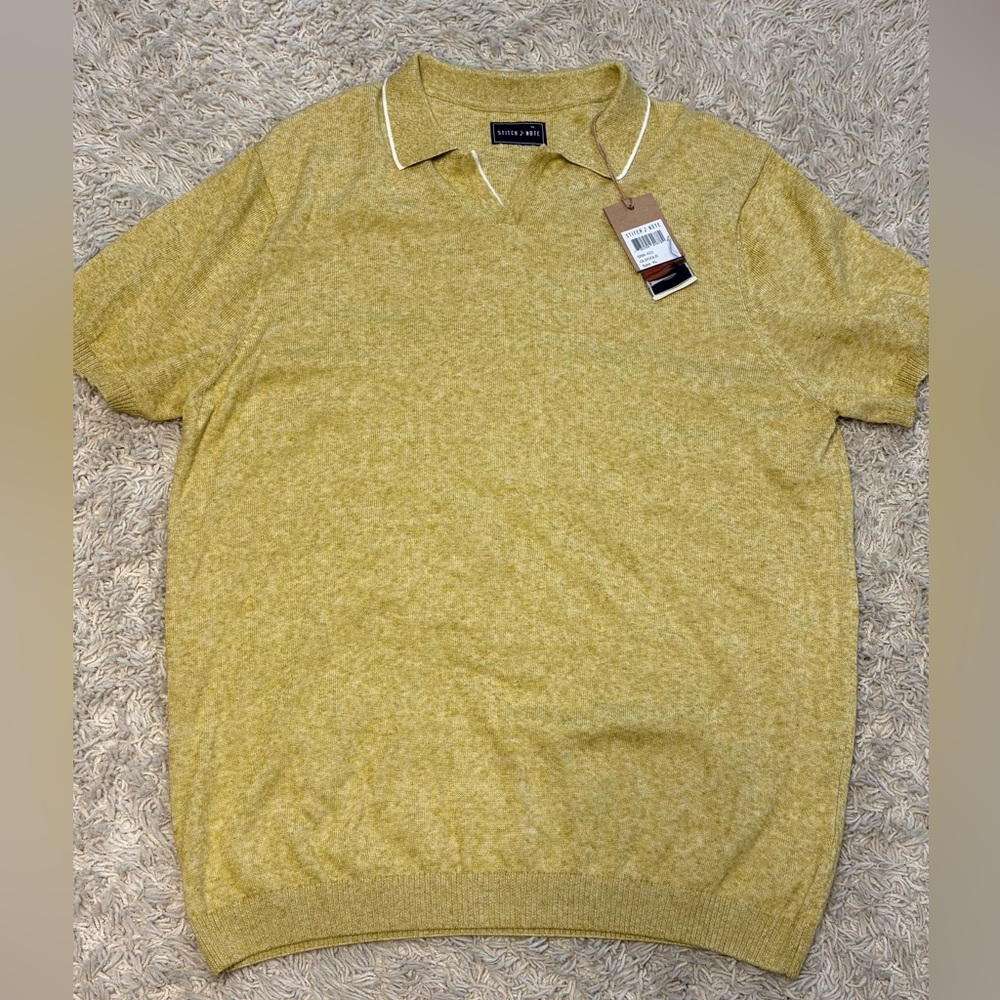 Stitch Note Gold Short Sleeve Shirt XL